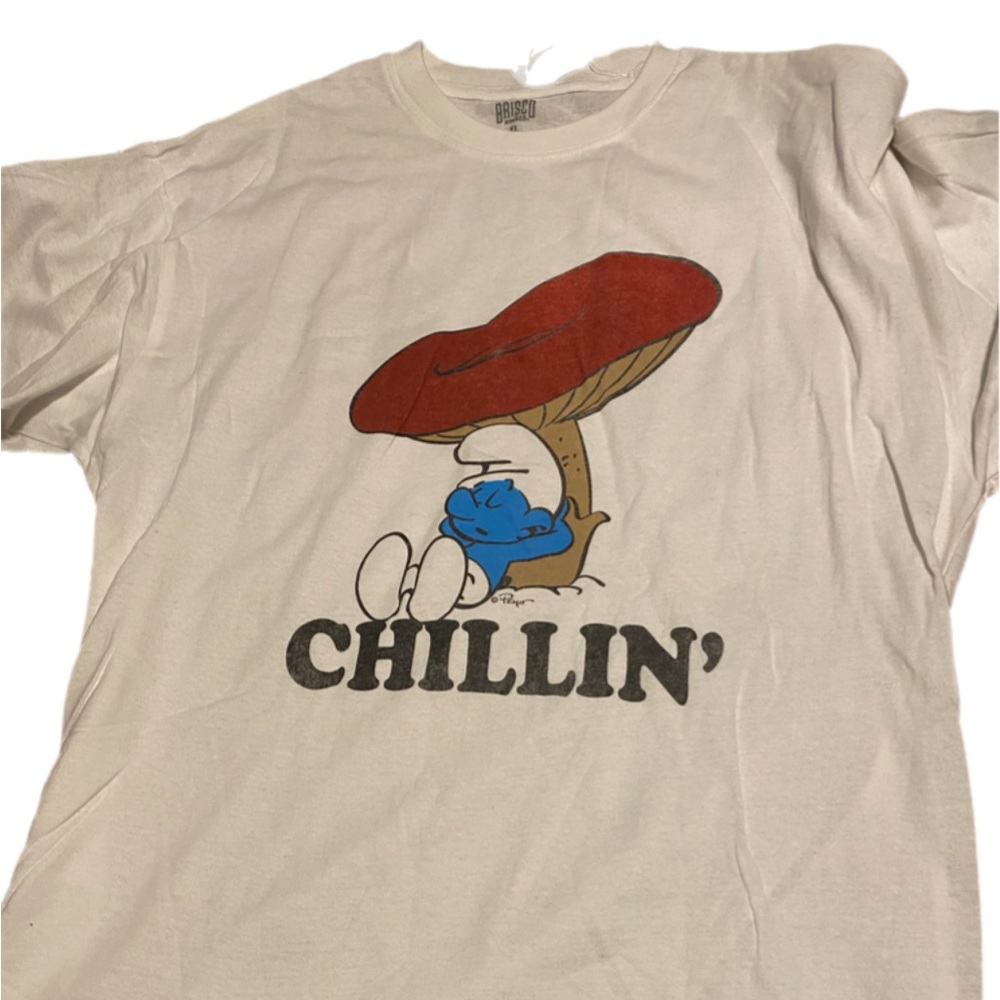 White Graphic T-Shirt with Red and Blue Design